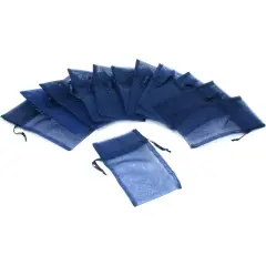 12 Jewelry Navy Blue Organza Drawstring Gift Bags 3x4"
