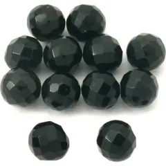 Agate Black Round Faceted Beads 6mm 12Pcs