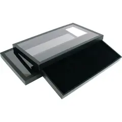 2 Black Velvet Jewelry Display Pad & Acrylic Lid Tray