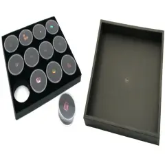Black Open Square Stackable Jewelry Display Tray w/ Black Foam 12 Gem Jar Insert