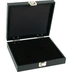 36 Slot Black Ring Display Travel Jewelry Hinged Case