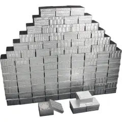 100 Silver Cotton Jewelry Bracelet Display Gift Boxes 3.75"