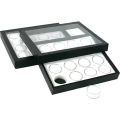 32 Gem Jars White Display Tray Travel Case Acrylic Lid