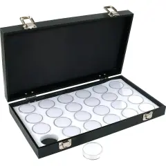 24 Gem Jars White Display Tray Gemstone Travel Case