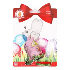 CookieCutter.com Easter Bunny Rabbit Cookie Cutter Set 3 Piece, Hang Tag Cookie Recipe Card, Large, Medium, Small, Tin Plate Steel, USA