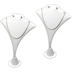 2 Bust Display Pendant Earring Combo White Leather