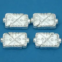 Fluted Rectangle Beads Silver Plated Bead 19mm Approx 4