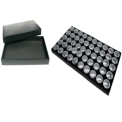 Black Jewelry Case (Removable Magnetic Lid) w/ Black Foam 50 Gem Jar Insert