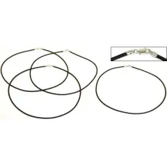 Rubber Cord Necklaces Black 16" 4Pcs