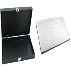 Black Jewelry Display Case (Single metal clasp) w/ Gray Foam 72-slot Display Pad