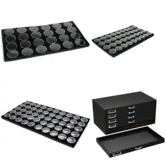 Black FindingKing 5-Drawer Jewelry Storage Case w/ 5 Black Gem Jar Tray Inserts