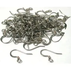 100 Fish Hook Earrings Safety Backs Loop Wire 22 Gauge