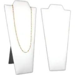2 Necklace Pendant Displays Busts White Leather Easel