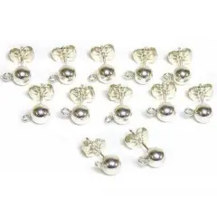 12 Sterling Silver 5mm Ball Stud Earrings & Ear Backs