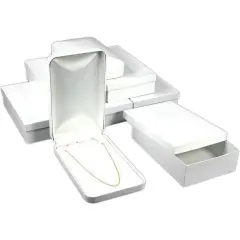 6 Bead Necklace Boxes White Leather Display Gift Box