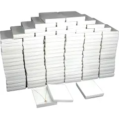 100 Cotton White Necklace Pendant Jewelry Gift Boxes 7 1/8"