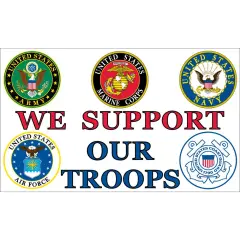 We Support Our Troops Flag with Grommets 3ft x 5ft