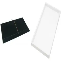 2 White Plastic Stackable Jewelry Display Trays w/ Black Velvet Bracelet Display