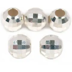 5 Mirror Beads Faceted Sterling Silver Jewelry Bead 7mm
