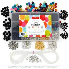 Incraftables Rock Lava Beads for Jewelry Making Bulk (600pcs). Black & Colored Lava Stone Beads (8mm, 6mm & 4mm) with Chakra & Spacer Beads. Best Natural Stone Beads for Bracelets Making (Gemstone)
