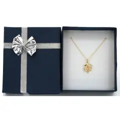 14K Gold RN Nurse Caduceus Symbol Charm with 18" Gold Cable Chain & Gift Box