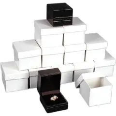 12 Ring Gift Boxes Black Leather Jewelry Case Display