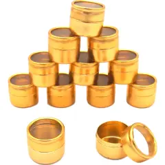 12 Aluminum Glass Top Bead Jars Beading Eyelets Containers 24mm