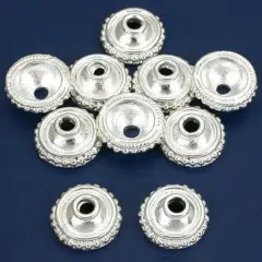 Dot Bali Bead Caps Silver Plated Beading 13mm Approx 10