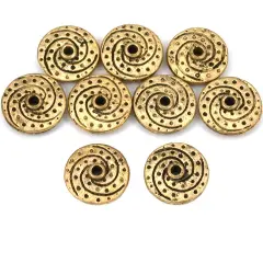15g Fluted Saucer Bead Antq Gold Plated 14.5mm Approx 8
