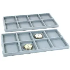16 Slot Pocket Watch Jewelry Gray Display Showcase Tray