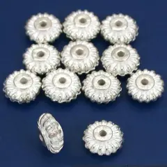 Bali Saucer Beads Silver Plated Beading 9.5mm Approx 12