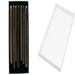 White Plastic Stackable Jewelry Display Tray w/ Black 7-Hook Velvet Display