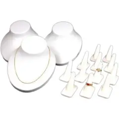 15 Necklace Bust Ring Finger Display Showcase White