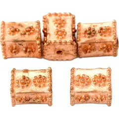 Bali Cube Daisy Flower Beads Copper Plate 10mm Approx 5