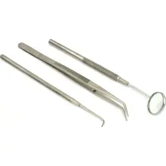 3 Pick Inspection Mirror Bent Nose Tweezers Tool