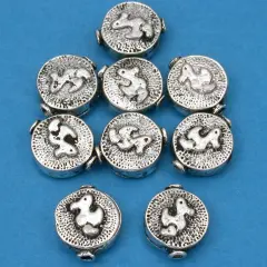 15g Round Duck Beads Antq Silver Plated 11mm Approx 8