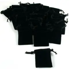 20 Pouches Black Velvet Drawstring Jewelry Bags 2.5"