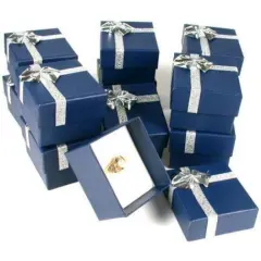 12 Blue Bow Tie Ring Gift Boxes Jewelry Displays