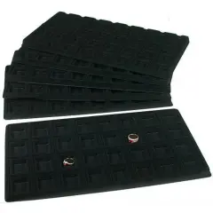6 Black 32 Slot Puff Earring Cards Showcase Display Tray Inserts