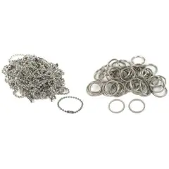 Nickel Plated Key Chain Ball Chain & Metal Split Rings Findings Kit 100 Pcs