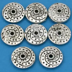 15g Fluted Saucer Beads Antq Silver Plt 14.5mm Approx 8