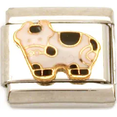 Cow Italian Charm Enamel Animal 9mm