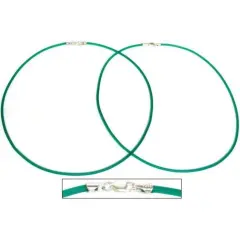 Rubber Cord Necklaces Green 16" 2Pcs