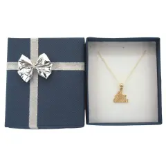 14k Yellow gold #1 Great Grandma Charm with 18" Cable Chain & Blue Gift Box