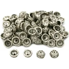 Bali End Bead Caps Antique Silver Plated Approx 100