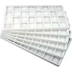 5 White 32 Slot Jewelry Coin Display Travel Tray Inserts