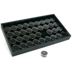 36 Gem Jars Black Foam Display Stackable Showcase Tray