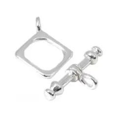 Sterling Silver Toggle Clasp Square Bracelet Necklace