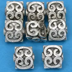 16g Bali Heart Square Bead Antq Silver Plt 9mm Approx 8