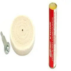 3" Cotton Buffing Wheel, Mandrel & Yellow Rouge 6oz Polishing Compound